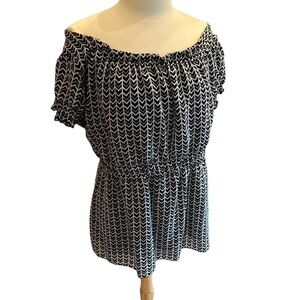 Cato Off or On Shoulder Chevron Elastic Waist Fully Lined Top Size 14/16W‌‌‌‌‌‍‍